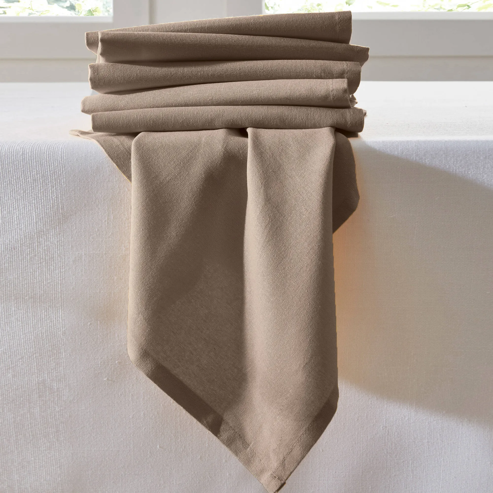 Servet<Blancheporte Effen tafelservet - set van 6 taupe