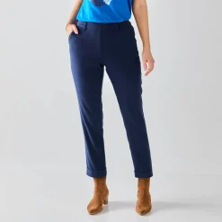 Broek<Blancheporte Effen tapered 7/8-broek marine