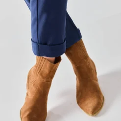 Broek<Blancheporte Effen tapered 7/8-broek marine