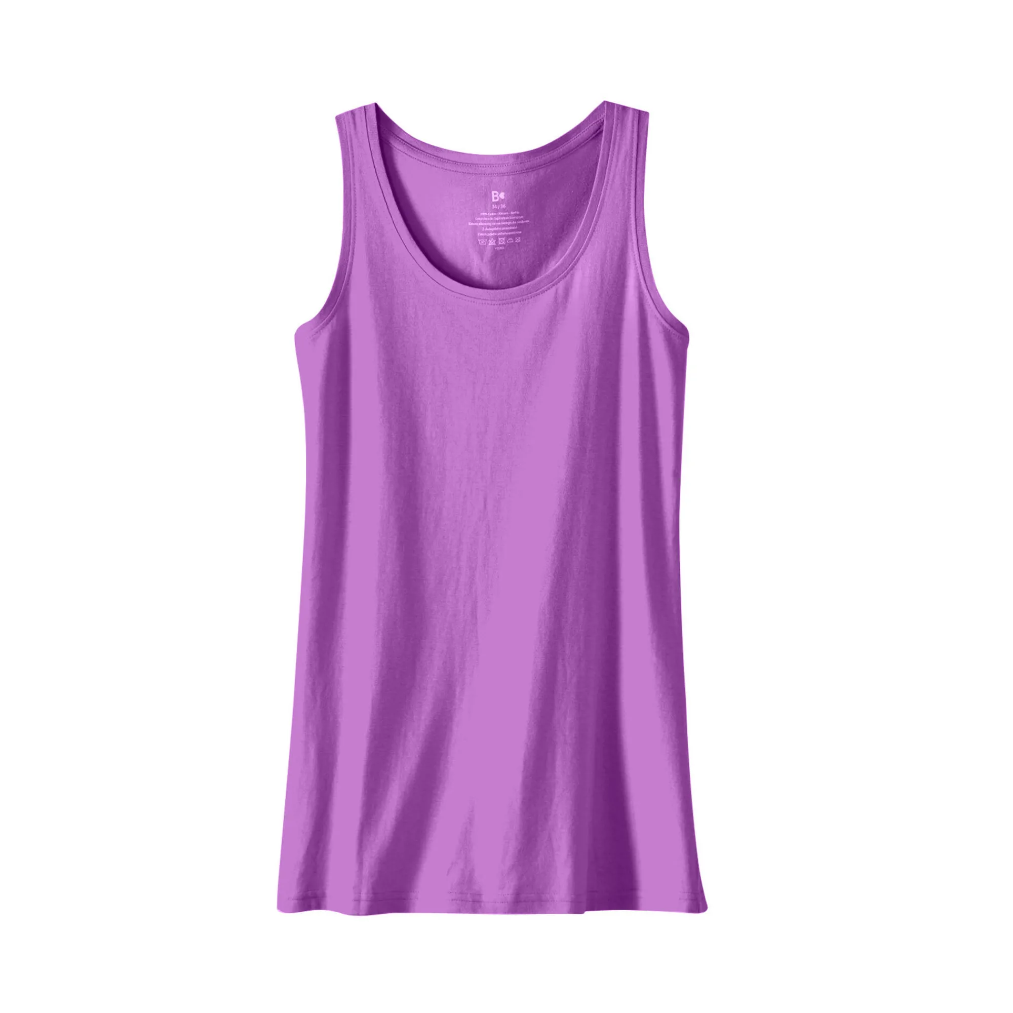 T-Shirt En Topje<Blancheporte Effen topje in biokatoen met ronde hals, eco-verantwoord violine