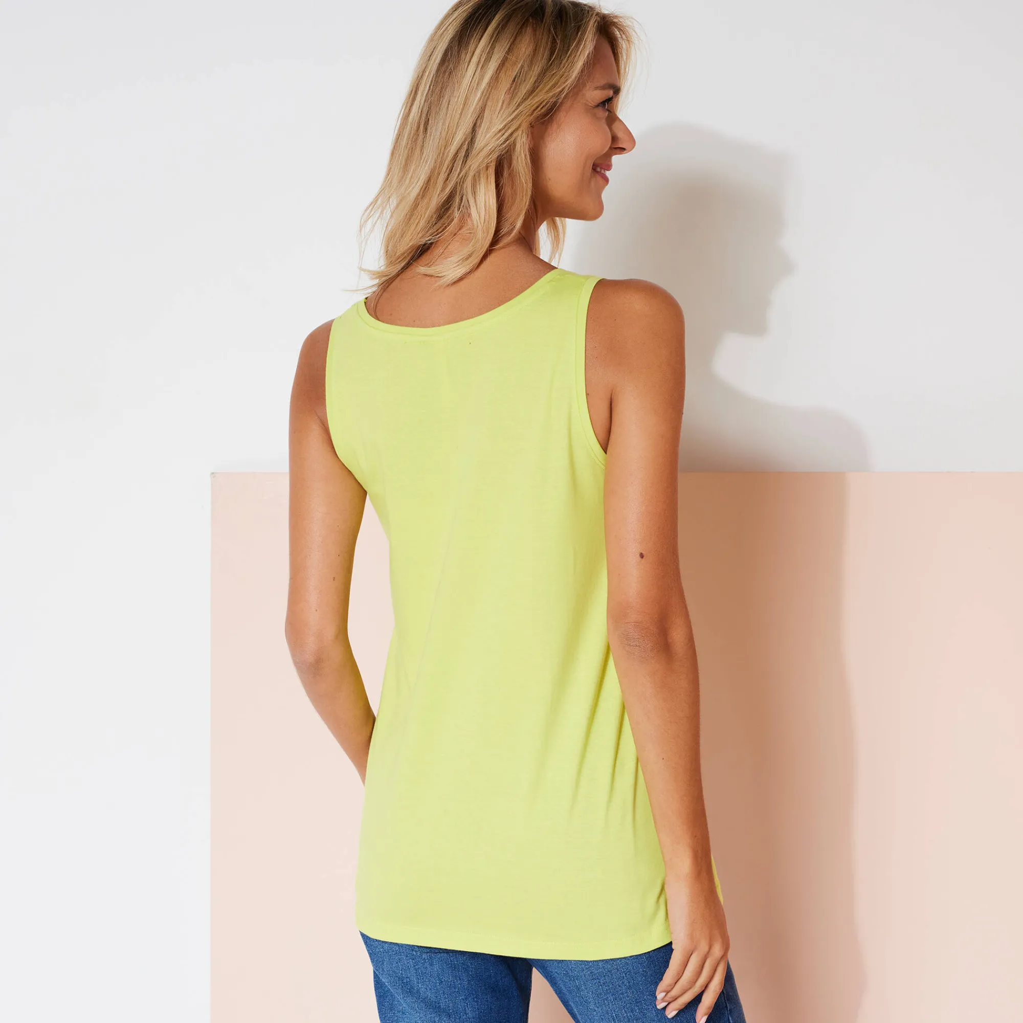 T-Shirt En Topje<Blancheporte Effen topje in biokatoen met ronde hals, eco-verantwoord anijs