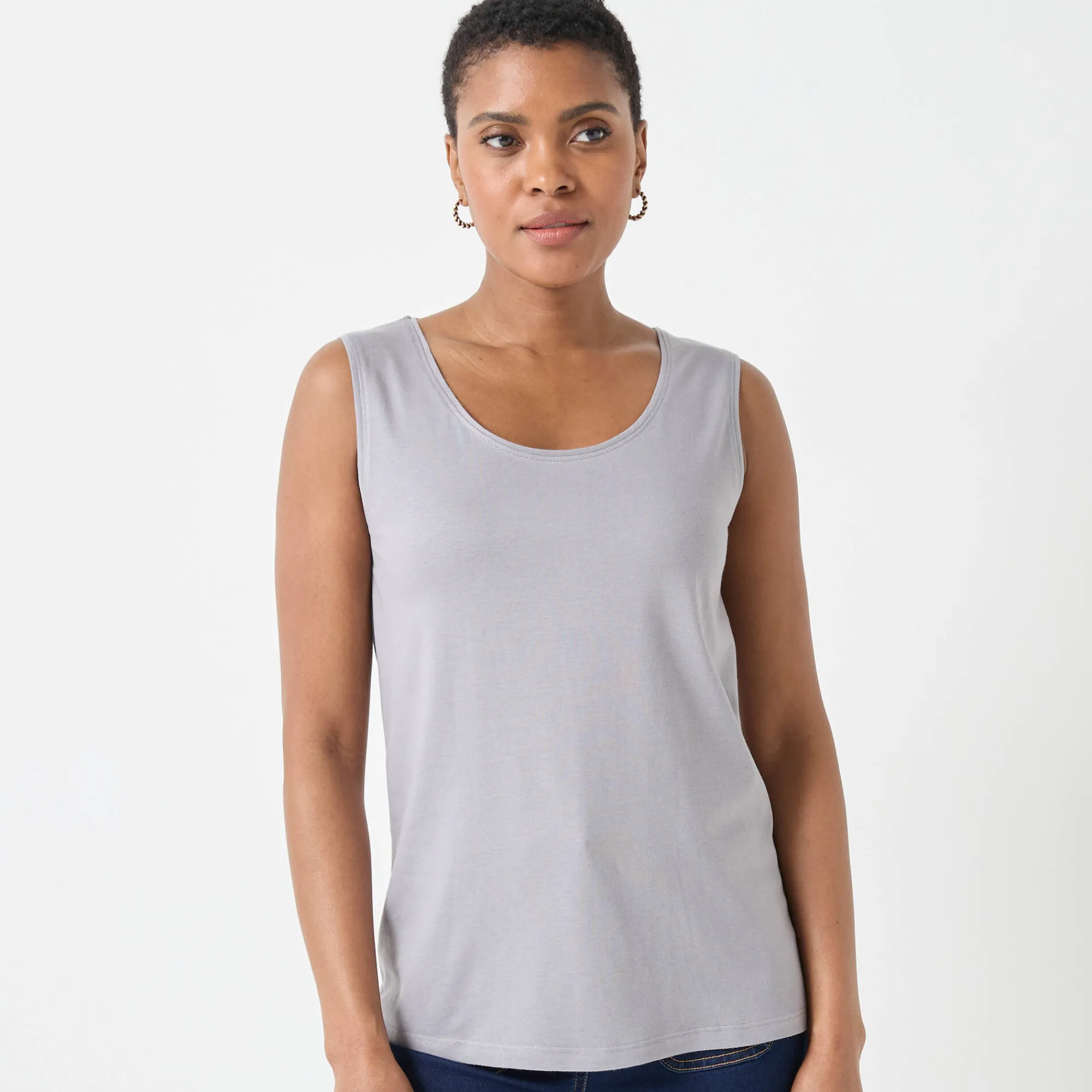 T-Shirt En Topje<Blancheporte Effen topje met brede bandjes grijs