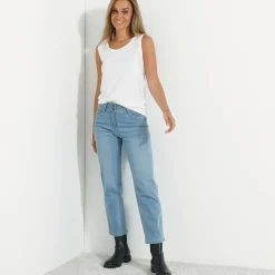 T-Shirt En Topje<Blancheporte Effen topje met brede bandjes wit