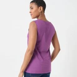 T-Shirt En Topje<Blancheporte Effen topje met brede bandjes paars