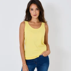 T-Shirt En Topje<Blancheporte Effen topje met brede bandjes, katoen lichtgeel