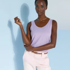 T-Shirt En Topje<Blancheporte Effen topje met brede bandjes, katoen mauve