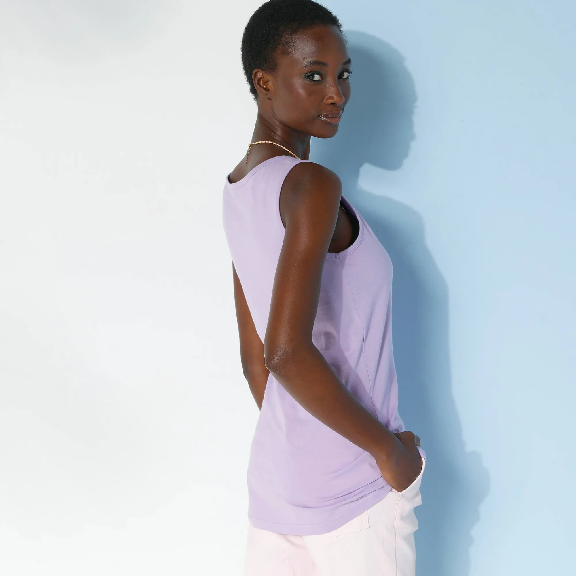 T-Shirt En Topje<Blancheporte Effen topje met brede bandjes, katoen mauve