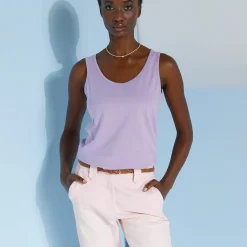 T-Shirt En Topje<Blancheporte Effen topje met brede bandjes, katoen mauve