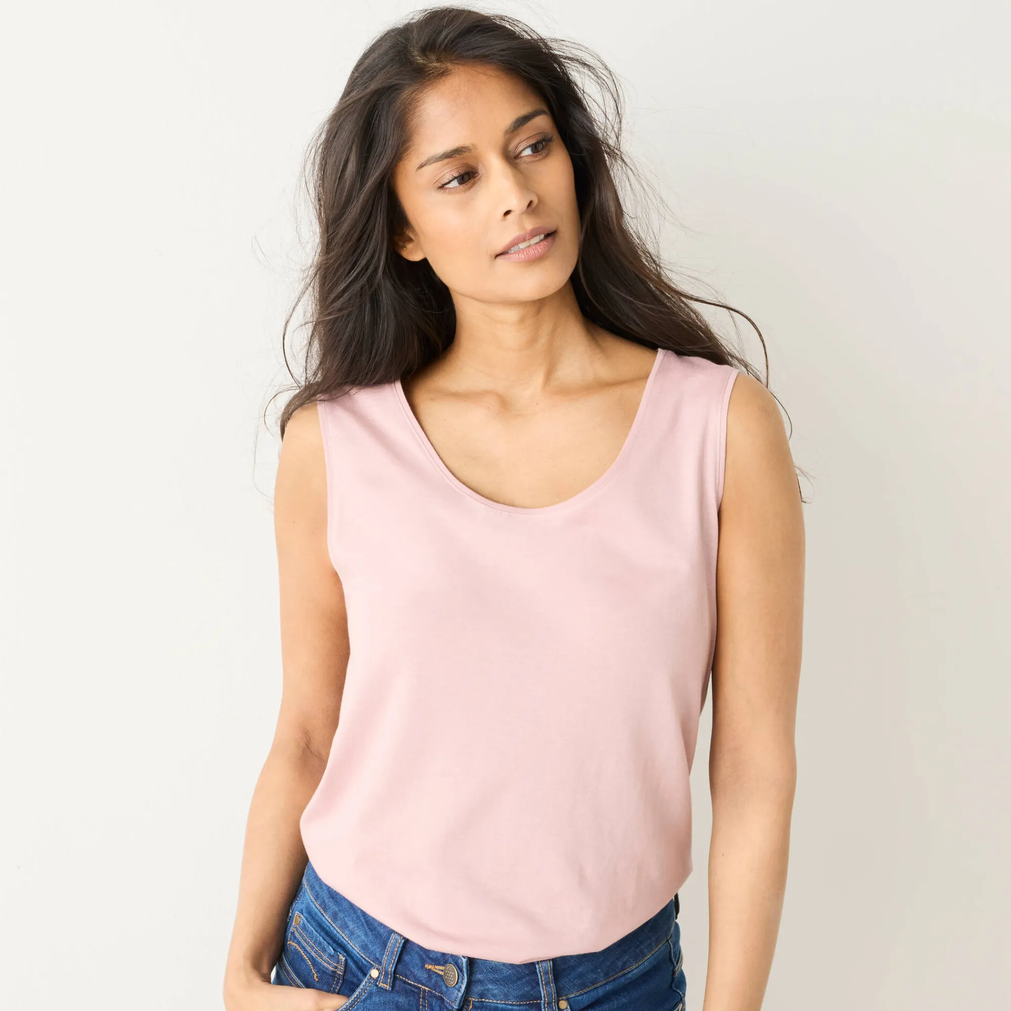 T-Shirt En Topje<Blancheporte Effen topje met brede bandjes parmaroze