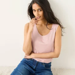 T-Shirt En Topje<Blancheporte Effen topje met brede bandjes parmaroze