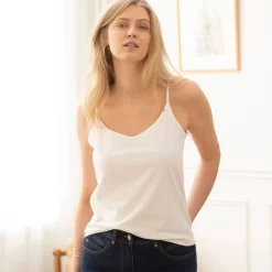 T-Shirt En Topje<Lora Zellini Effen topje met fijne bandjes ivoorkleur