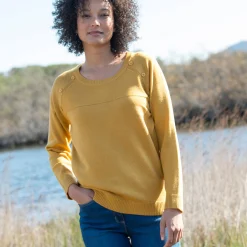 Trui En Vest<Outdoor Collection Effen trui in marinestijl kerrie