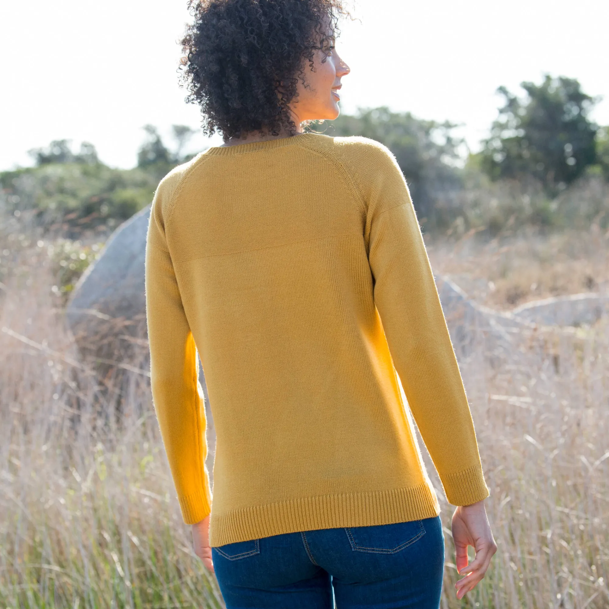 Trui En Vest<Outdoor Collection Effen trui in marinestijl kerrie