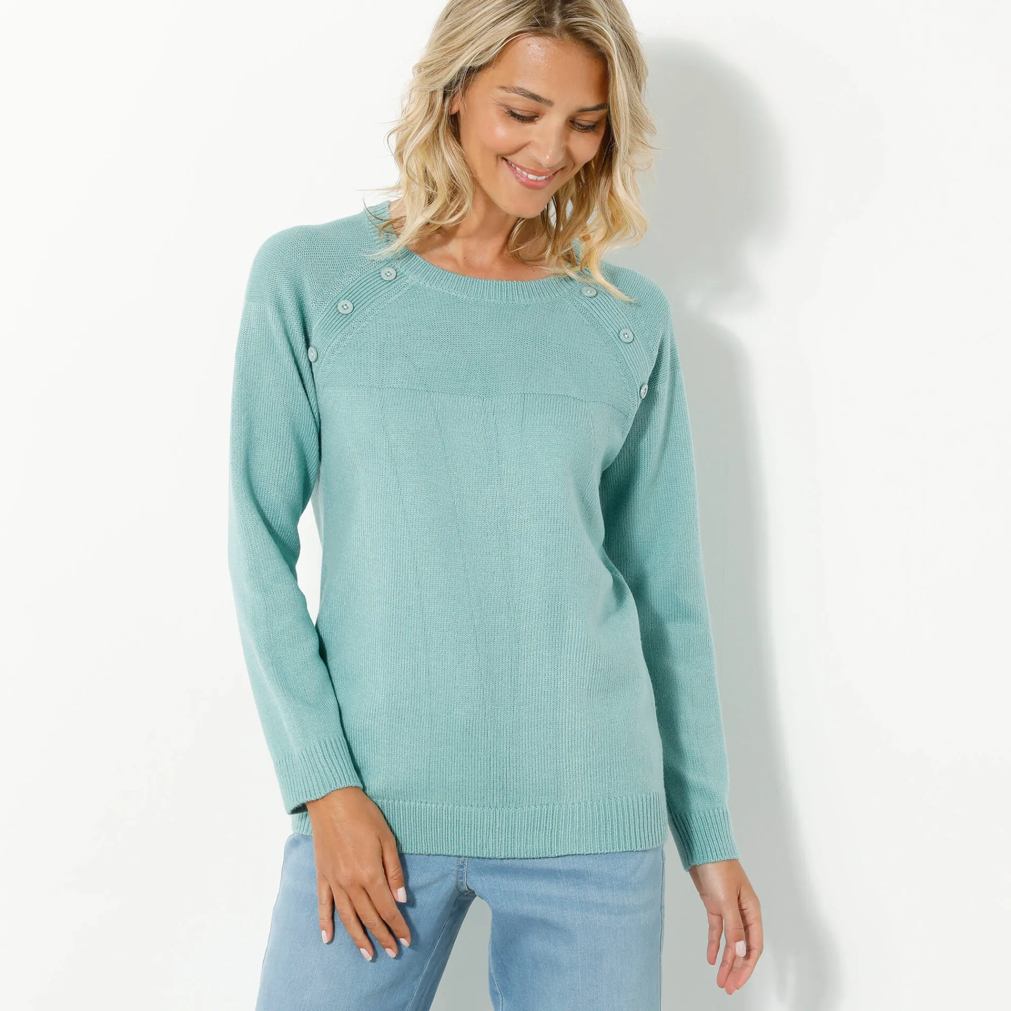 Trui En Vest<Outdoor Collection Effen trui in marinestijl grijsgroen