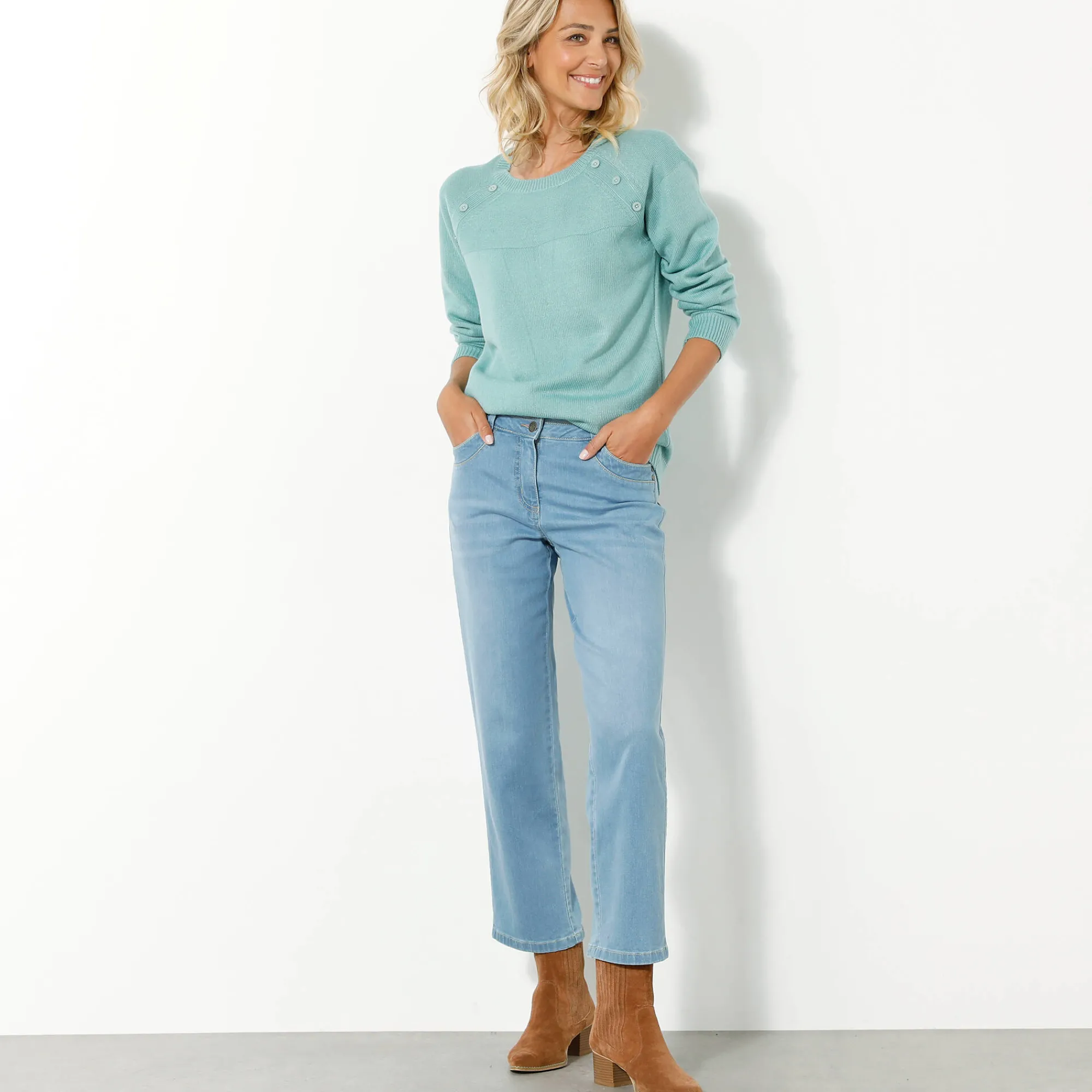 Trui En Vest<Outdoor Collection Effen trui in marinestijl grijsgroen