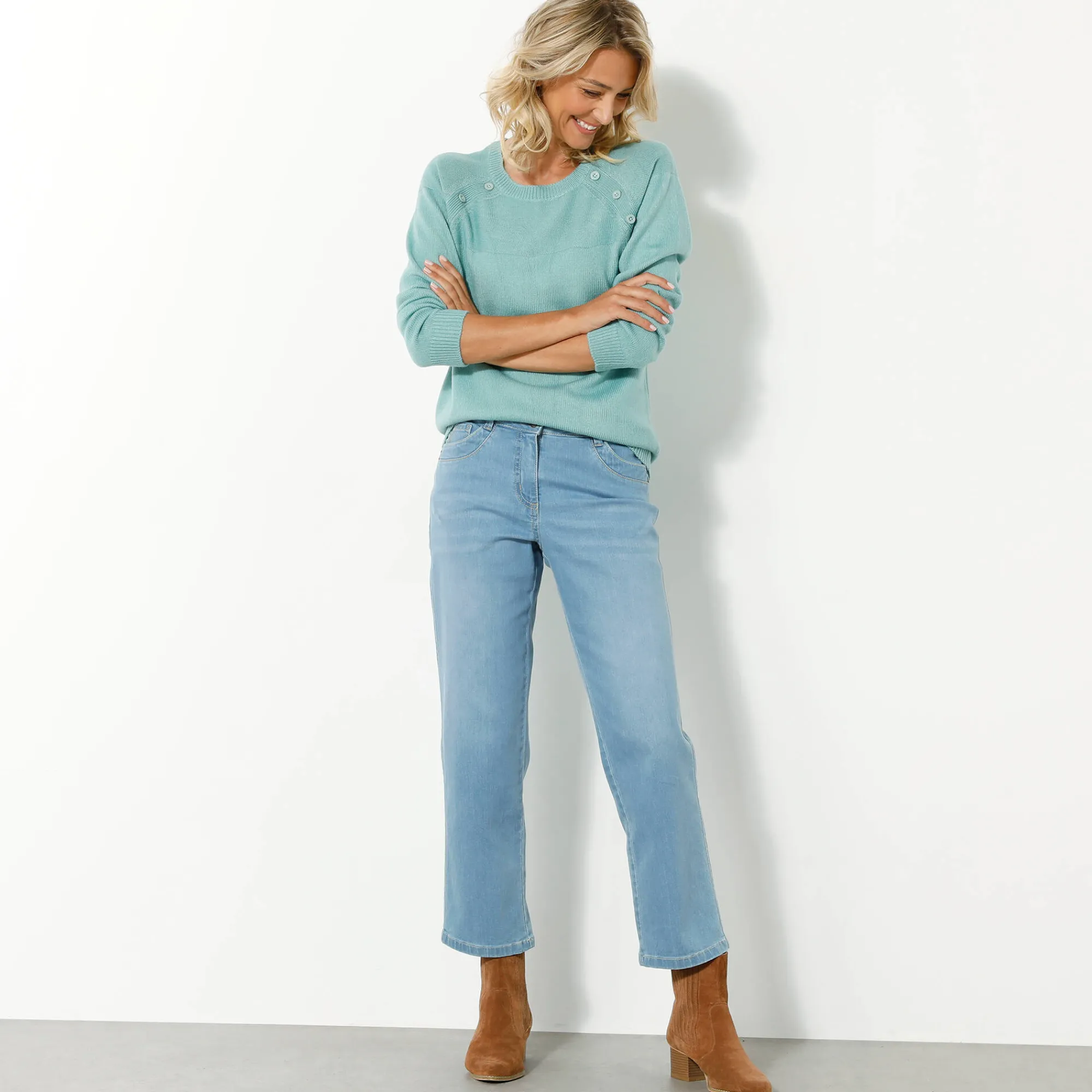 Trui En Vest<Outdoor Collection Effen trui in marinestijl grijsgroen