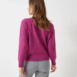 Trui En Vest<Blancheporte Effen trui met boothals, knopen aan de schouders violine