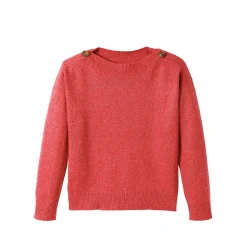 Trui En Vest<Blancheporte Effen trui met boothals, knopen aan de schouders chiné roze