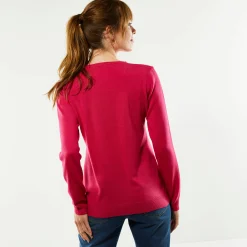 Trui En Vest<Blancheporte Effen trui met ronde hals, zachte touch fuchsiaroze