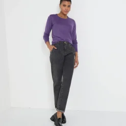 Trui En Vest<Blancheporte Effen trui met ronde hals, zachte touch aubergine