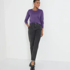 Trui En Vest<Blancheporte Effen trui met ronde hals, zachte touch aubergine