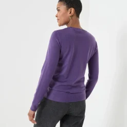 Trui En Vest<Blancheporte Effen trui met ronde hals, zachte touch aubergine