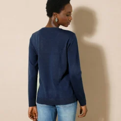 Trui En Vest<Blancheporte Effen trui met ronde hals, zachte touch marine