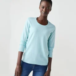 Trui En Vest<Blancheporte Effen trui met ronde hals, zachte touch watergroen