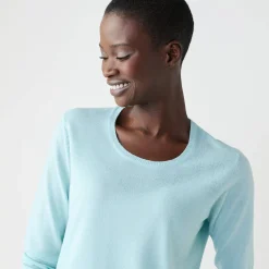Trui En Vest<Blancheporte Effen trui met ronde hals, zachte touch watergroen