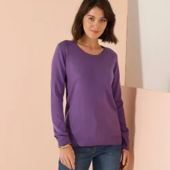 Trui En Vest<Blancheporte Effen trui met ronde hals, zachte touch parma