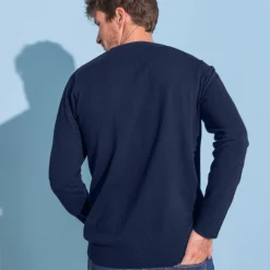 Feestoutfits Heren|Trui En Vest<Blancheporte Effen trui met ronde hals marine