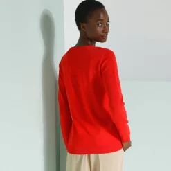 Trui En Vest<Blancheporte Effen trui met ronde hals, zachte touch rood