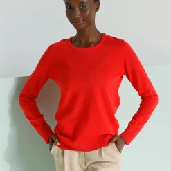 Trui En Vest<Blancheporte Effen trui met ronde hals, zachte touch rood