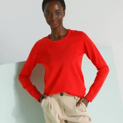 Trui En Vest<Blancheporte Effen trui met ronde hals, zachte touch rood