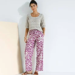 Trui En Vest<Blancheporte Effen trui met vierkante hals, ajourtricot beige