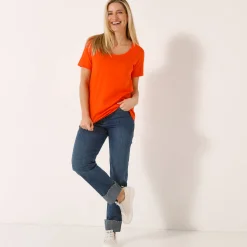 T-Shirt En Topje<Blancheporte Effen T-shirt in biokatoen met ronde hals, eco-verantwoord oranje