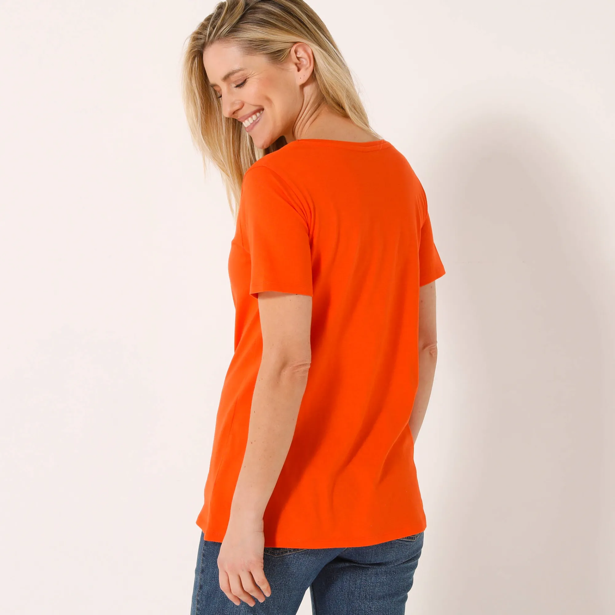 T-Shirt En Topje<Blancheporte Effen T-shirt in biokatoen met ronde hals, eco-verantwoord oranje