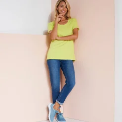 T-Shirt En Topje<Blancheporte Effen T-shirt in biokatoen met ronde hals, eco-verantwoord anijs