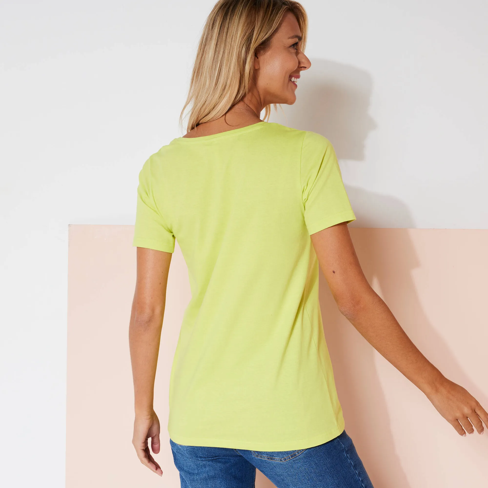T-Shirt En Topje<Blancheporte Effen T-shirt in biokatoen met ronde hals, eco-verantwoord anijs
