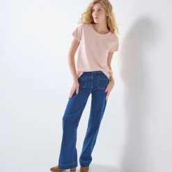T-Shirt En Topje<Blancheporte Effen T-shirt met 'hart' borduursel, korte mouwen zachtroze