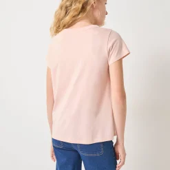 T-Shirt En Topje<Blancheporte Effen T-shirt met 'hart' borduursel, korte mouwen zachtroze