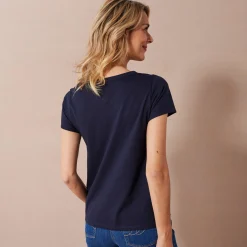 T-Shirt En Topje<Blancheporte Effen T-shirt met 'hart' borduursel, korte mouwen marine