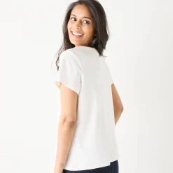 T-Shirt En Topje<Blancheporte Effen T-shirt met 'hart' borduursel, korte mouwen ecru / chocolade