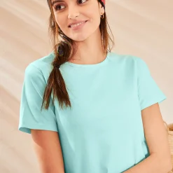 T-Shirt En Topje<Blancheporte Effen T-shirt met korte mouwen aqua