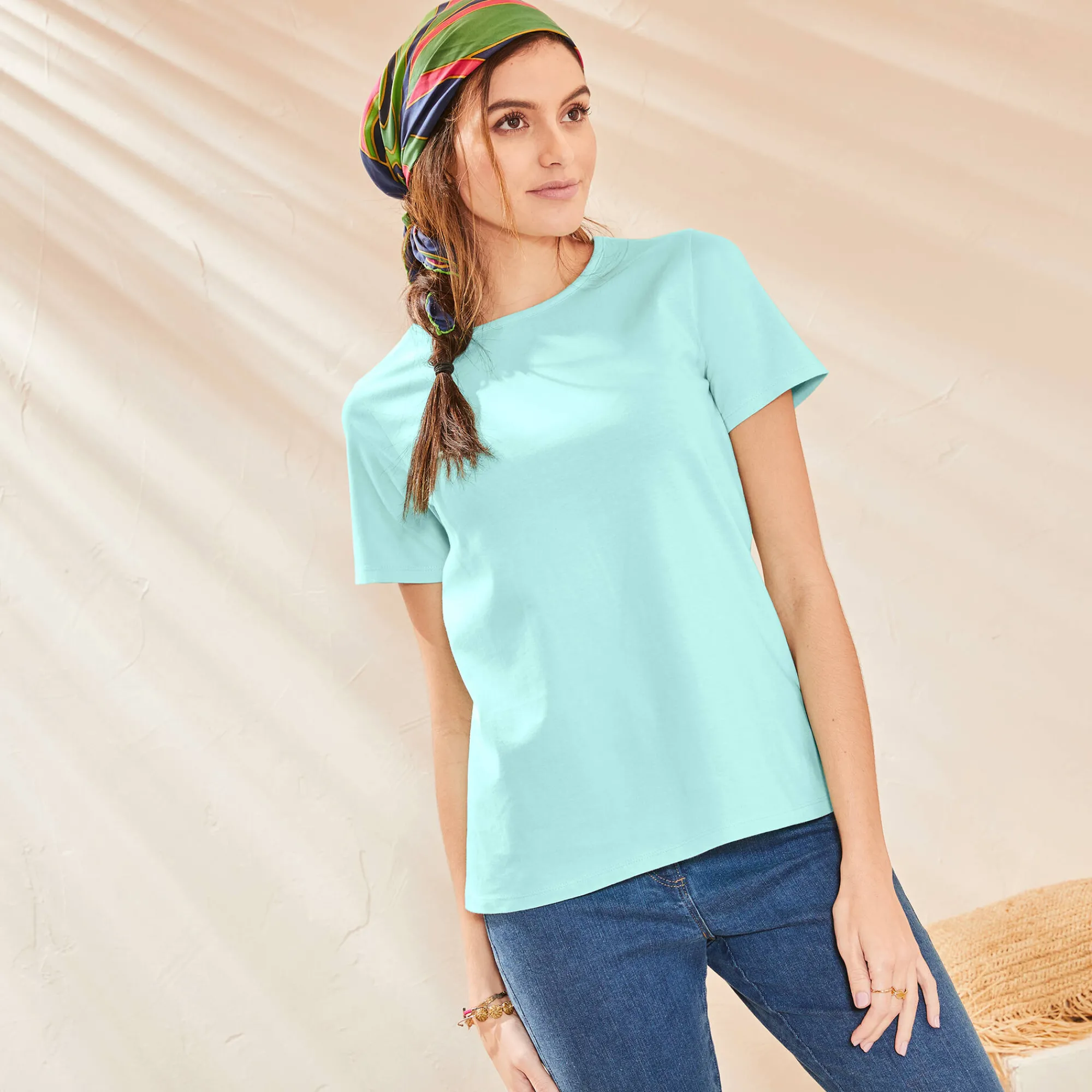 T-Shirt En Topje<Blancheporte Effen T-shirt met korte mouwen aqua