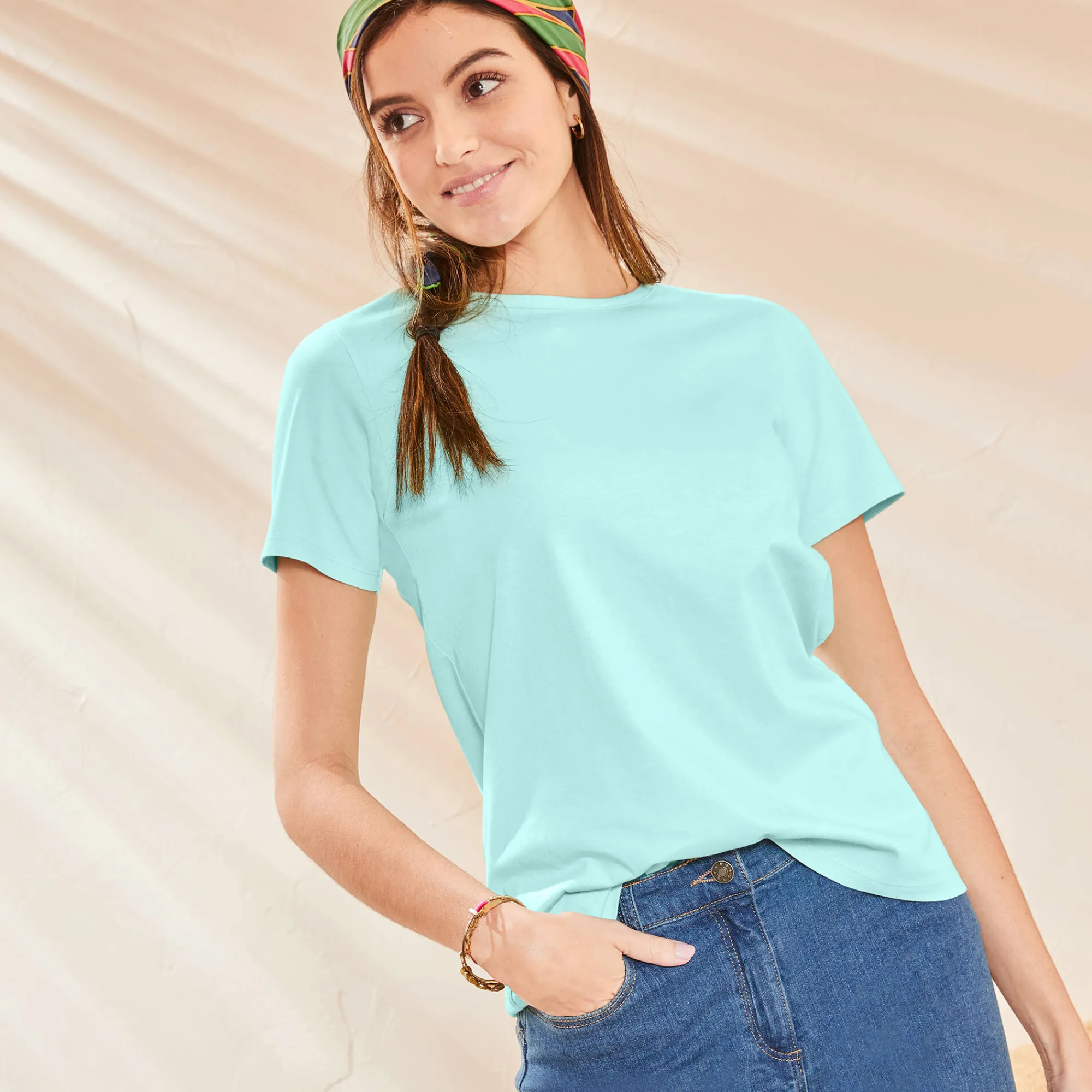 T-Shirt En Topje<Blancheporte Effen T-shirt met korte mouwen aqua