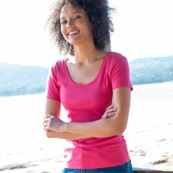 T-Shirt En Topje<Blancheporte Effen T-shirt met korte mouwen en ronde hals in biokatoen(**) framboos