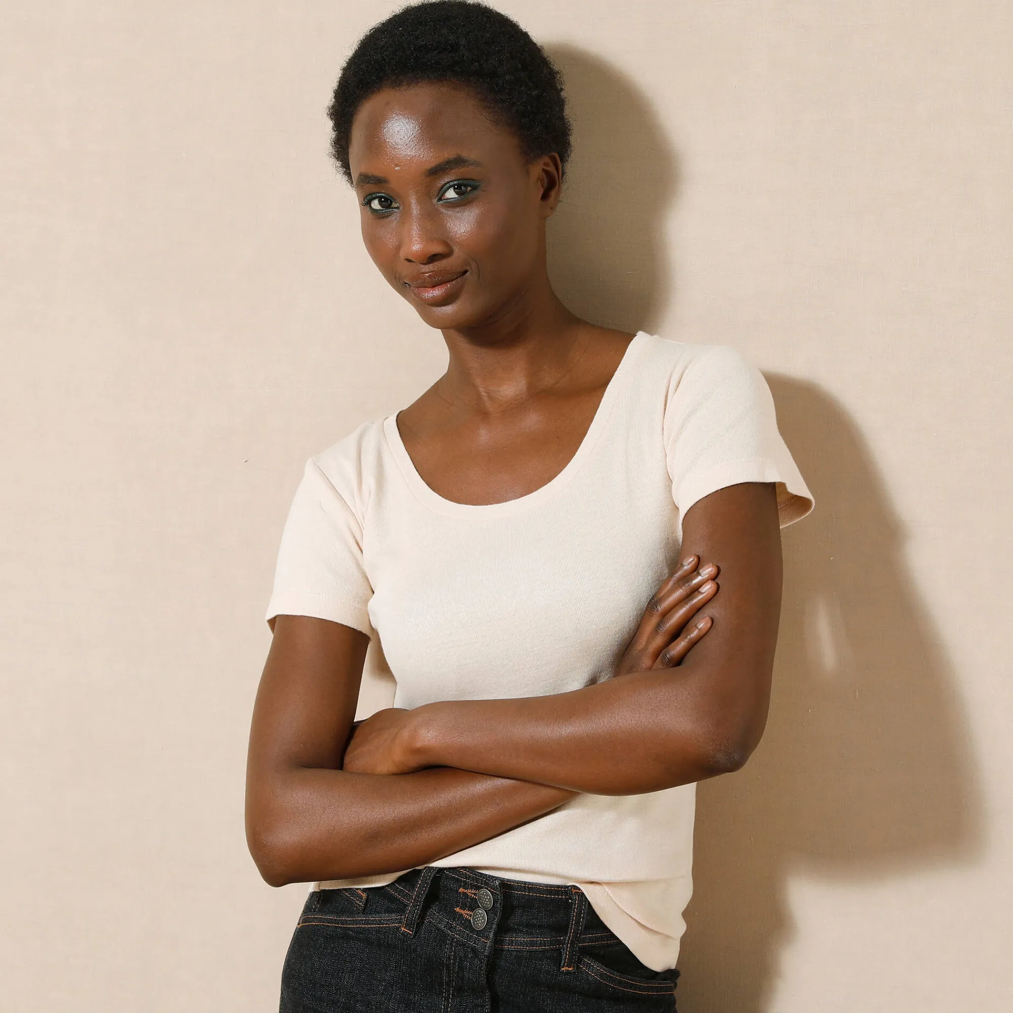 T-Shirt En Topje<Blancheporte Effen T-shirt met korte mouwen en ronde hals in biokatoen(**) beige