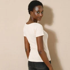 T-Shirt En Topje<Blancheporte Effen T-shirt met korte mouwen en ronde hals in biokatoen(**) beige