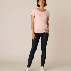 T-Shirt En Topje<Blancheporte Effen T-shirt met korte mouwen en ronde hals in biokatoen(**) poederroze